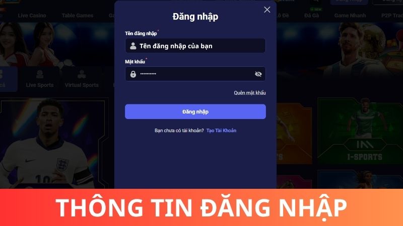 Bước 2: Cung cấp thông tin đăng nhập Tin88