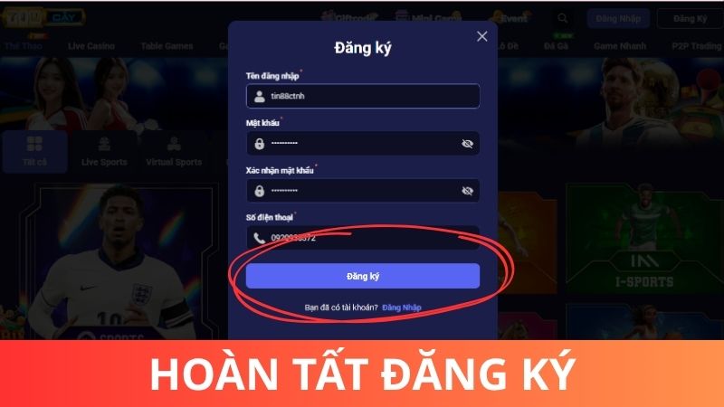 Bước 3: Nhấn nút ĐĂNG KÝ để gửi yêu cầu