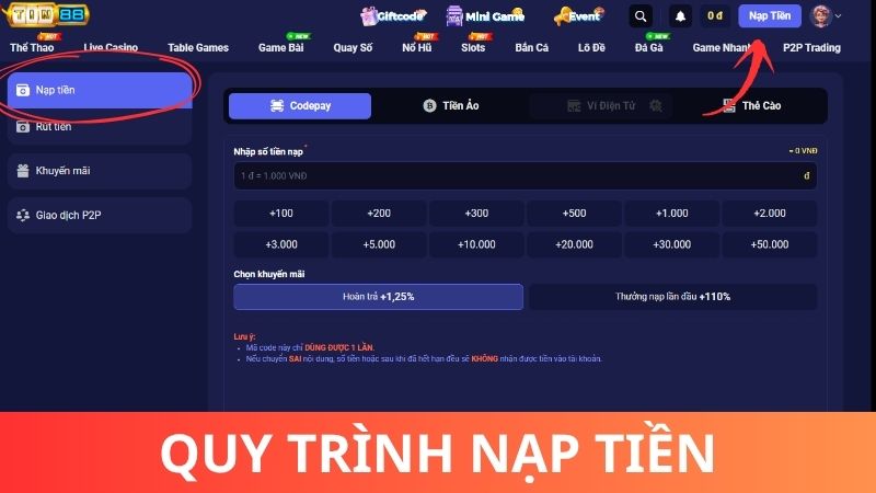 Hướng dẫn quy trình nạp tiền Tin88 chi tiết nhất